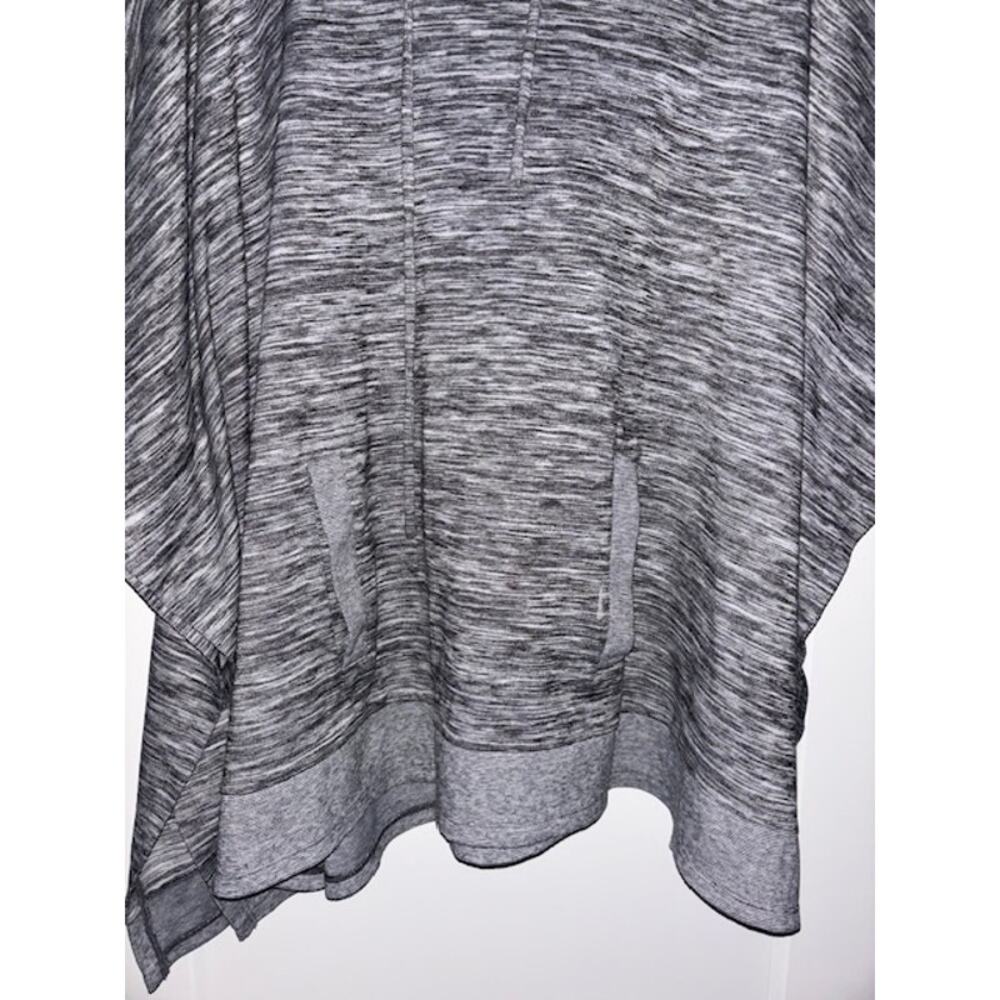 Talbots Space-Dyed Knit Poncho One Size Black White Heathered Casual Hoodie - Picture 2 of 9